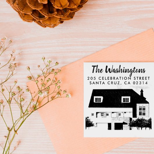 Upload je eigen foto van je huis retouradres 	rubberstempel