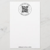 Upload je eigen QR-code en aanpasbare tekst Briefpapier (Voorkant)