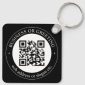 Upload je eigen QR-code en aanpasbare tekstsleutel Sleutelhanger (Achterkant)
