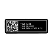 Upload je eigen QR-code | Modern retouradres Etiket (Voorkant)