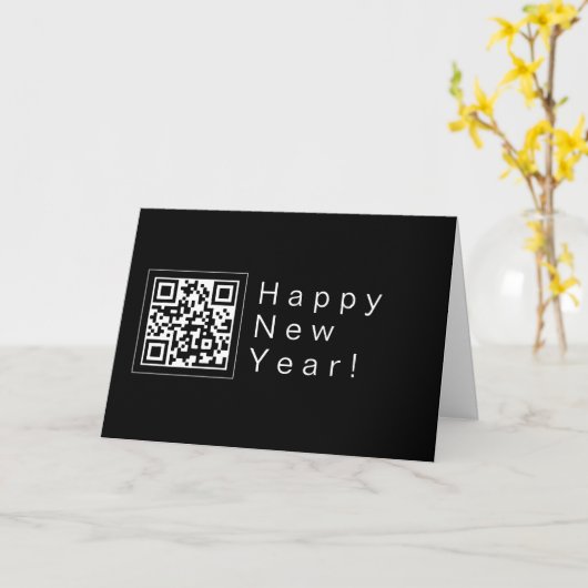 Upload je eigen QR-code | Moderne, gelukkige nieuw Kaart (Gele Bloem)
