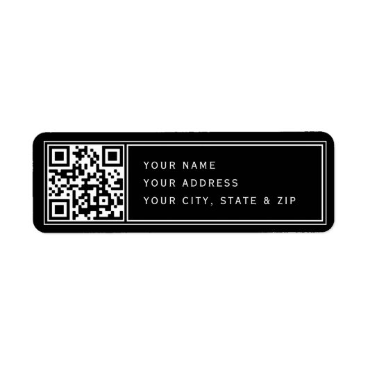 Upload je eigen QR-code Zwart retouradres Etiket (Voorkant)