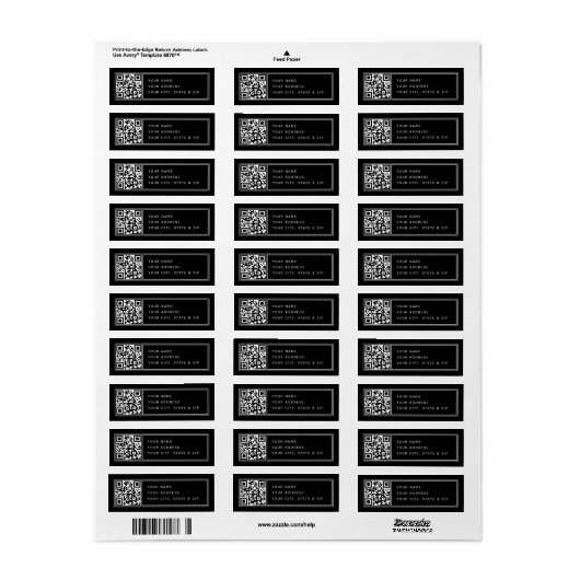 Upload je eigen QR-code Zwart retouradres Etiket (Full Sheet)