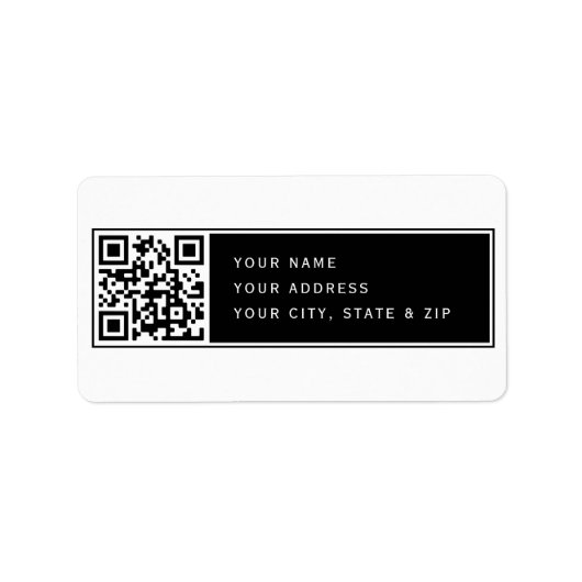 Upload je eigen QR-code | zwart-wit retouradres Etiket (Voorkant)