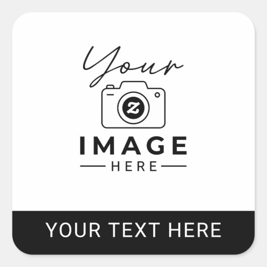 Upload je favoriete foto en tekst vierkante sticker (Voorkant)