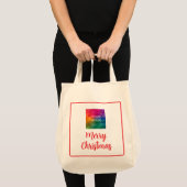 Upload je foto of zakelijke Logo Vrolijk Kerstfees Tote Bag (Voorkant (product))