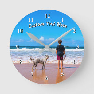 Upload je huisdier foto klok cadeau voeg tekst naa