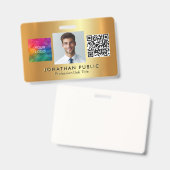 Upload je logo QR-code Medewerkersfoto Goud Badge (Voor- en achterkant)