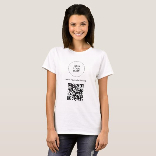 Upload je Logo Sjabloon Womens Modern QR Code T-shirt (Voorkant volledig)