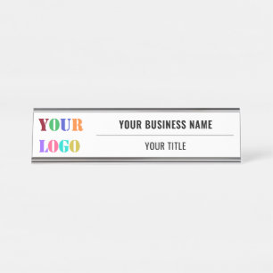 Upload je logo Zakelijke bureau naamplaat voorbeel