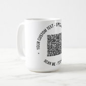Upload je QR-code Aangepaste tekst koffiemok (Voorkant links)