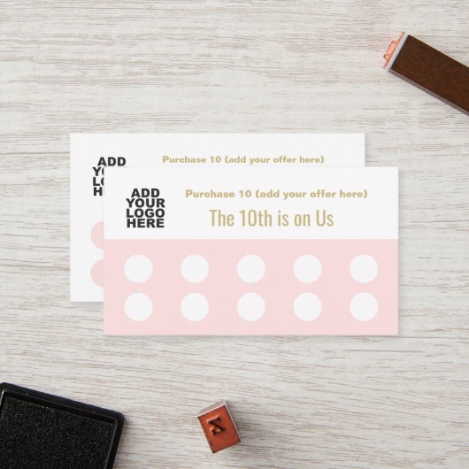 Upload Logo 10 Salon Stamp Punch Customer Loyalty (Voorkant / Achterkant in situ)