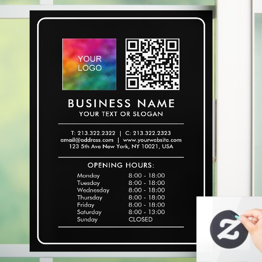 Upload Logo Aangepaste QR-code Openingsuren Lijst Raamsticker (Huis)