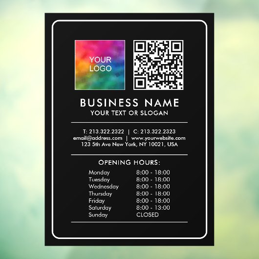 Upload Logo Aangepaste QR-code Openingsuren Lijst Raamsticker (Vel 3)