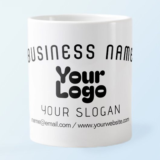 Upload Logo Retro-Modern Wit & Zwart (bewerkbaar) Extra Grote Beker