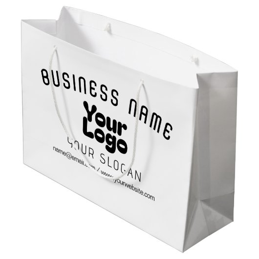 Upload Logo Retro-Modern Wit & Zwart (bewerkbaar) Groot Cadeauzakje (Achterkant Gekanteld)