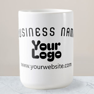 Upload Logo Retro-Modern Wit & Zwart (bewerkbaar) Koffiemok