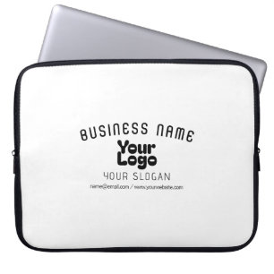 Upload Logo Retro-Modern Wit & Zwart (bewerkbaar) Laptop Sleeve