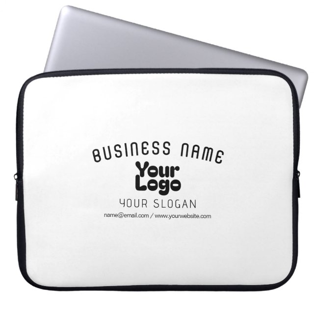 Upload Logo Retro-Modern Wit & Zwart (bewerkbaar) Laptop Sleeve (Voorkant)