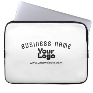 Upload Logo Retro-Modern Wit & Zwart (bewerkbaar) Laptop Sleeve