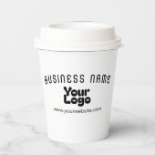 Upload Logo Retro-Modern Wit & Zwart (bewerkbaar) Papieren Bekers (Achterkant)