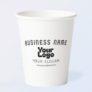 Upload Logo Retro-Modern Wit & Zwart (bewerkbaar) Papieren Bekers