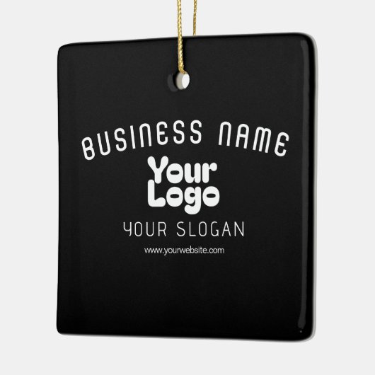 Upload Logo Retro-Modern Zwart-wit (bewerkbaar) Keramisch Ornament (Links)