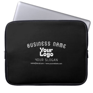 Upload Logo Retro-Modern Zwart-wit (bewerkbaar) Laptop Sleeve