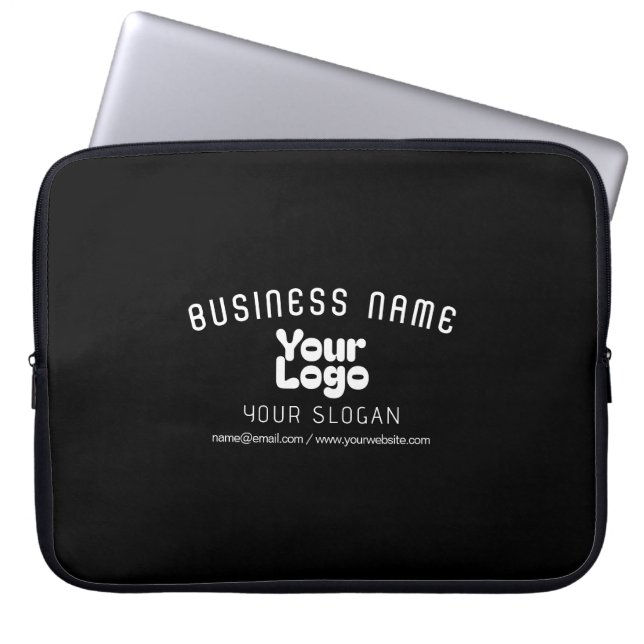 Upload Logo Retro-Modern Zwart-wit (bewerkbaar) Laptop Sleeve (Voorkant)