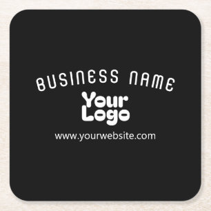 Upload Logo Retro-Modern Zwart-wit (bewerkbaar) Vierkante Kartonnen Onderzetter