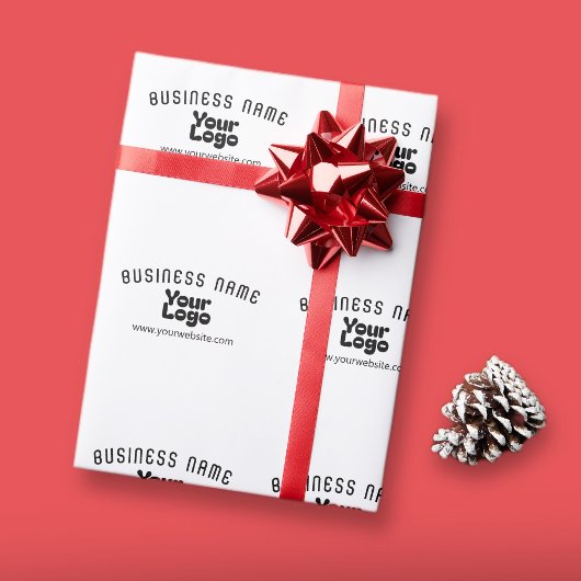 Upload Logo Retro-Moderne Wit & Zwart (bewerkbaar) Cadeaupapier