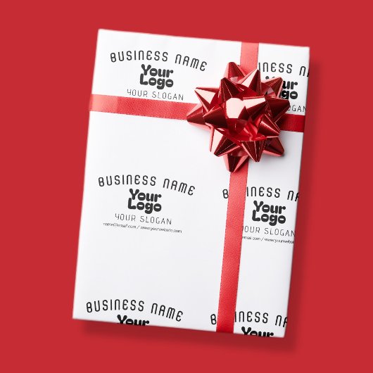 Upload Logo Retro-Moderne Wit & Zwart (bewerkbaar) Cadeaupapier