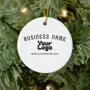 Upload Logo Retro-Moderne Wit & Zwart (bewerkbaar) Keramisch Ornament