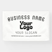 Upload Logo Retro-Moderne Wit & Zwart (bewerkbaar) Spandoek (Horizontaal)