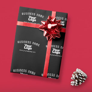 Upload Logo Retro-Moderne Zwart & Wit (bewerkbaar) Cadeaupapier