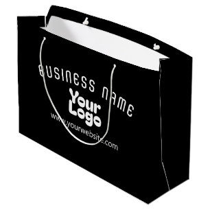 Upload Logo Retro-Moderne Zwart & Wit (bewerkbaar) Groot Cadeauzakje