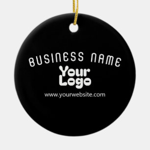 Upload Logo Retro-Moderne Zwart & Wit (bewerkbaar) Keramisch Ornament