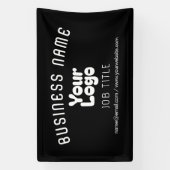 Upload Logo Retro-Moderne Zwart & Wit (bewerkbaar) Spandoek (Verticaal)