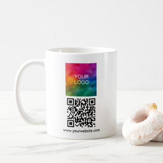 Upload Logo Sleek Template Scannable QR Code Koffiemok (Met donut)