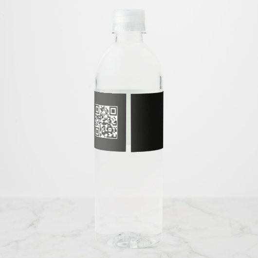Upload QR-code of logo en aanpasbare tekst Waterfles Etiket (Achterkant)