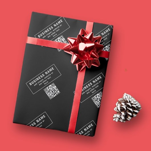 Upload QR-code of logo | Modern Zwart Cadeaupapier