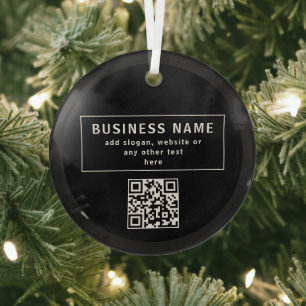 Upload QR-code of logo Modern Zwart Glas Ornament