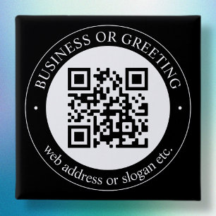 Upload QR-code of logo   Moderne zwarte knop Vierkante Button 5,1 Cm