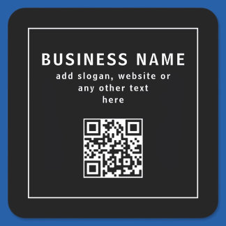 Upload QR code or Logo | Modern Black Vierkante Sticker