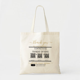 Upload QR-codes & logo 3 betaalapps zwart & wit Tote Bag