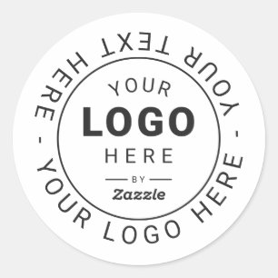 Upload uw bedrijfslogo en tekst ronde sticker
