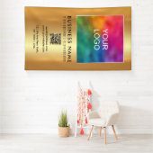 Upload uw bedrijfslogo QR-code verticaal groot Spandoek (Insitu)