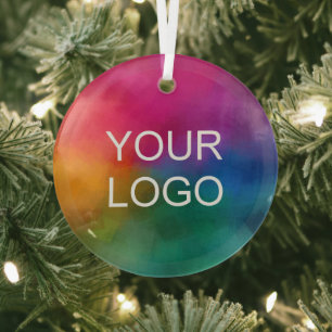 Upload uw eigen Business Logo Circle Glas Ornament