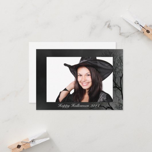 Upload uw eigen foto Spooky Halloween Tree Border Kaart (Voorkant / Achterkant in situ)