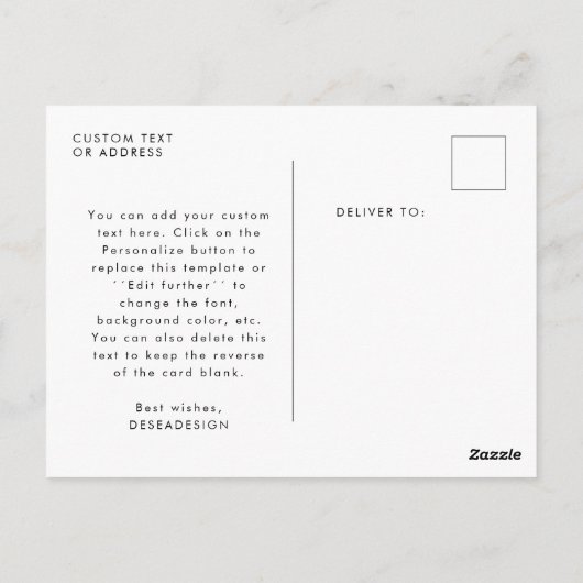 Upload uw eigen ontwerp aangepaste zakelijke ansic briefkaart (Achterkant)